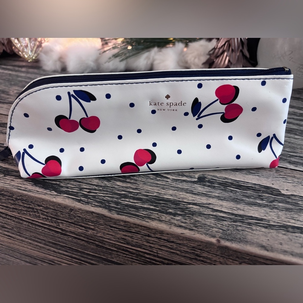 Kate Spade Red and Blue  Cherry Pencil Bag